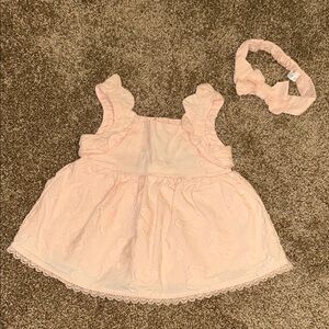 HAUTE HIPPIE Pink Baby Dress with Headband 12-18M